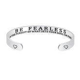 Yellow Chimes Bracelet for Unisex Be Fearless Inspirational Hidden Gifts Message Engraved Mirror Polish Stainless Steel Unisex Karma Band Kada Bracelet for Men and Women